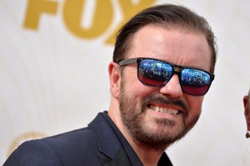 Ricky Gervais attends the 67th Emmy Awards at the Microsoft Theatre on September 20th, 2015 in Los Angeles, CA, USA. Photo by Lionel Hahn/ABACAPRESS.COM