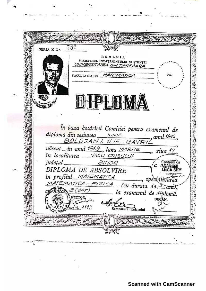 ilie bolojan  diploma matematica