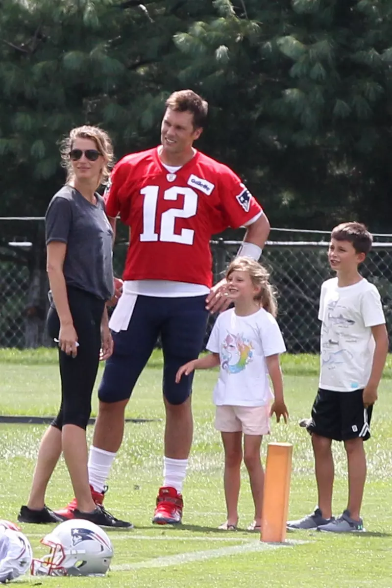 Gisele Bundchen visits Birthday boy Tom Brady at Patriots practice