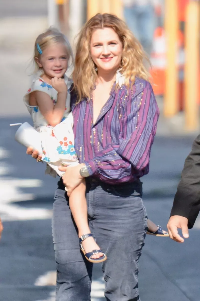 Drew Barrymore and her little mini me arrive at Jimmy Kimmel Live