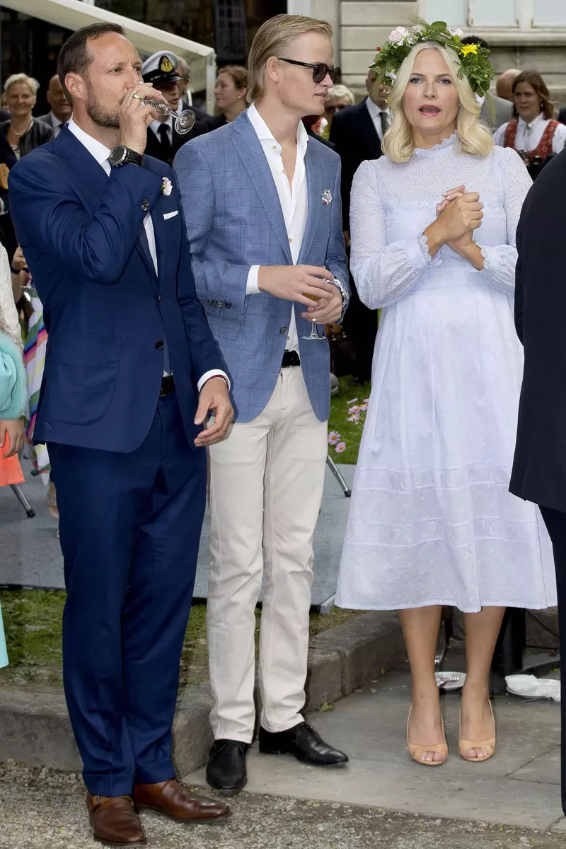 Norwegian Royal family during the visit at the Bispegaarden in