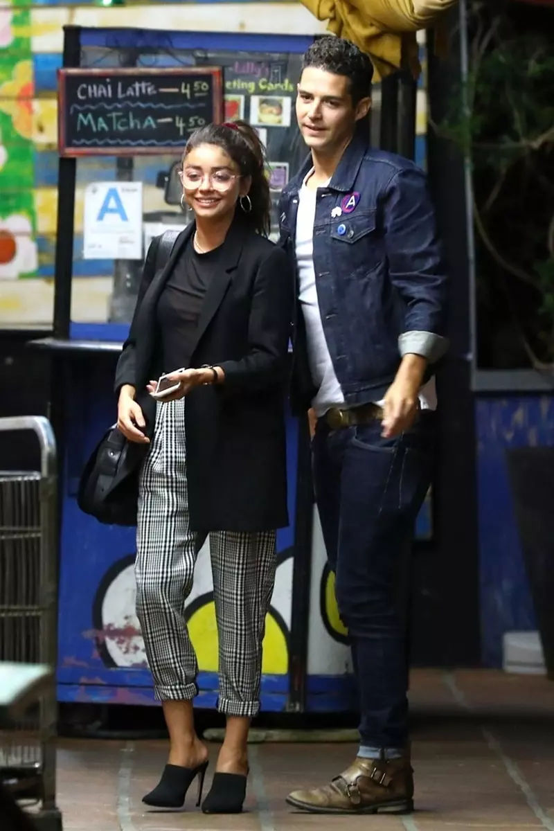 *EXCLUSIVE* Sarah Hyland and Wells Adams catch some cute selfies in front of a mirror during a night out in LA