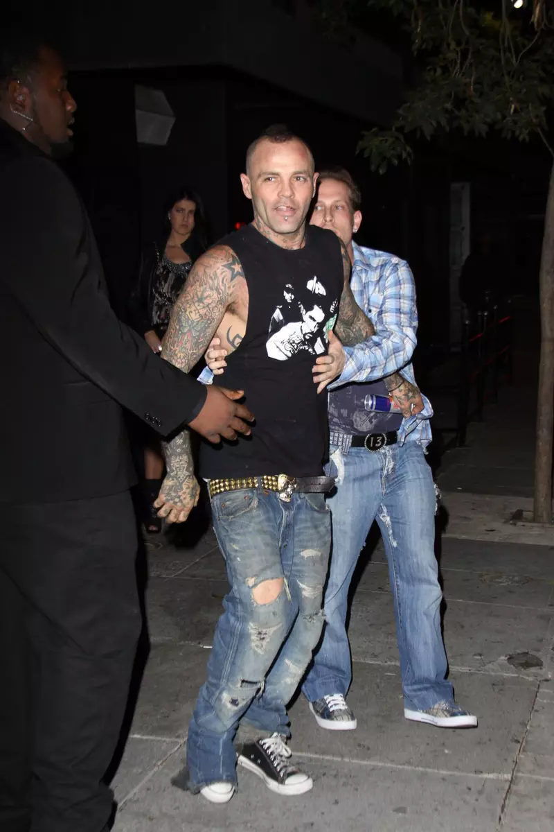 Shifty Shellshock squares up to security during a late night skirmish in Hollywood