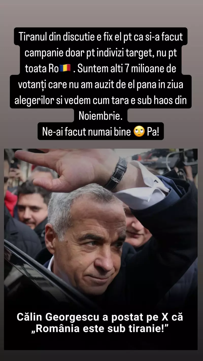 Romina Gingașu l-a numit pe Călin Georgescu tiran
