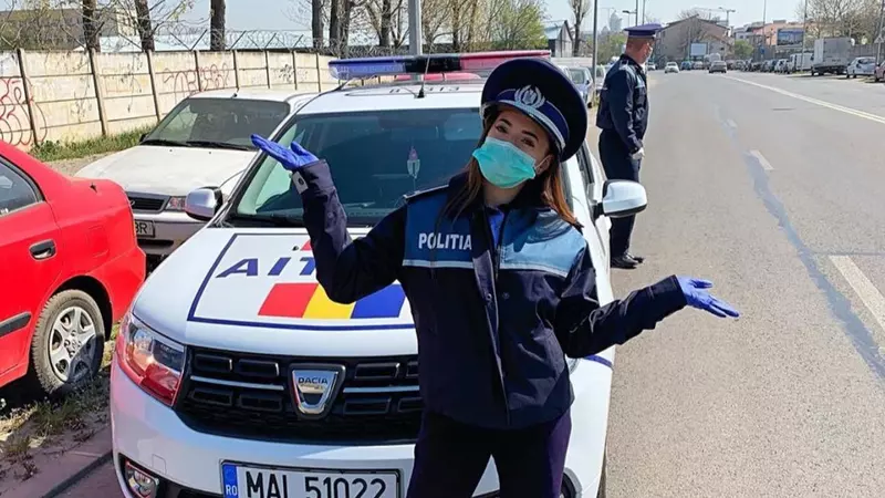 Larisa Iordache, voluntar în timpul pandemiei de coronavirus. A schimbat costumul de gimnastă cu uniforma de Poliție și a ieșit în stradă!