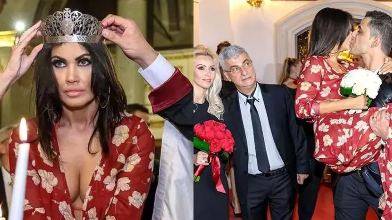Cum arăta Oana Zăvoranu în ziua nunții cu Alex Ashraf: "Demon sau înger?". Rochia de mireasă roșie și decoltată a vedetei a creat controverse