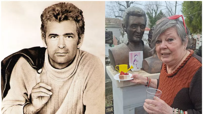 Anca Pandrea, petrecere la mormântul lui Iurie Darie! De ziua regretatului actor a mers la cimitir  cu tort și șampanie, cu mai mulți prieteni: ”El nu vrea să ne vadă triști”/ EXCLUSIV