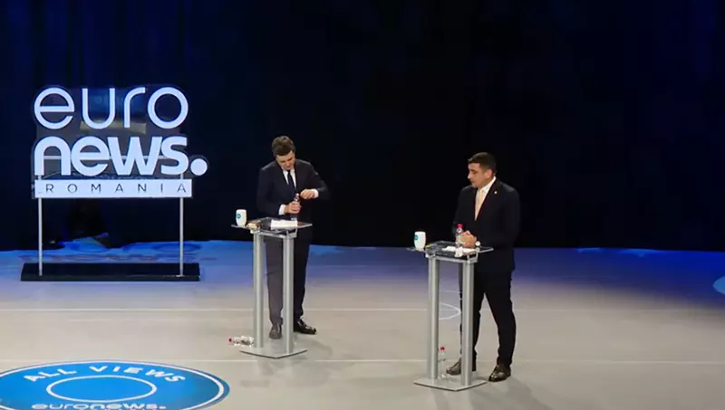 Nicușor Dan și George Simion dezbatere Euronews