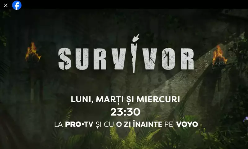 Imagine din proma părin care este anunțat noul program de difuzare al emisiunii Survivor România