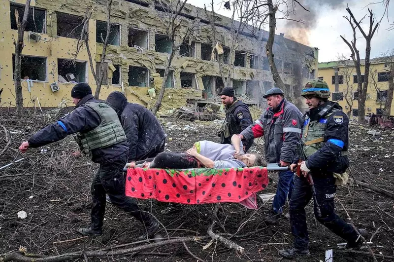 Aftermath of airstrike on Maternity Hospital, Mariupol, Ukraine – 09 Mar 2022