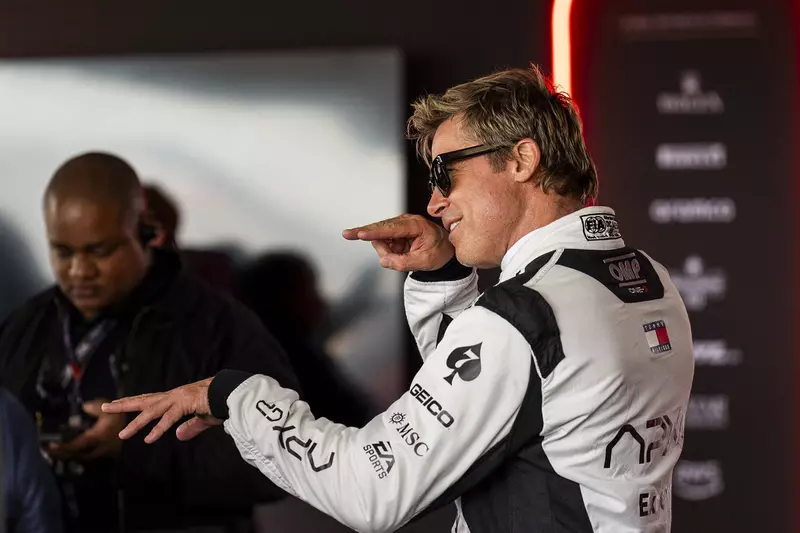 Brad Pitt At F1 British Grand Prix - UK