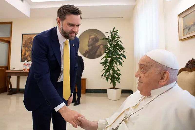 Vicepreședintele SUA J.D. Vance și Papa Francisc, 20 aprilie 2025