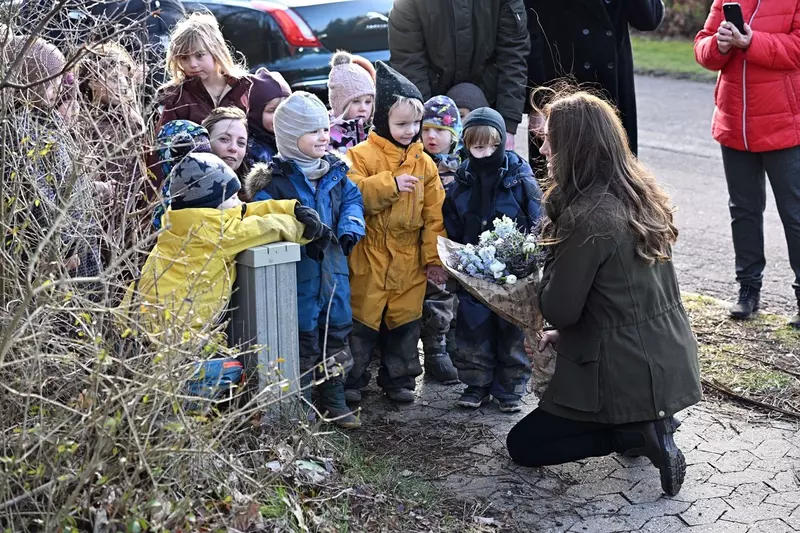 Catherine Duchess of Cambridge (Kate Middleton ) pictured during a visit to Forest Kindergarten in Ballerup, on the second day of her 2-day visit to Denmark.