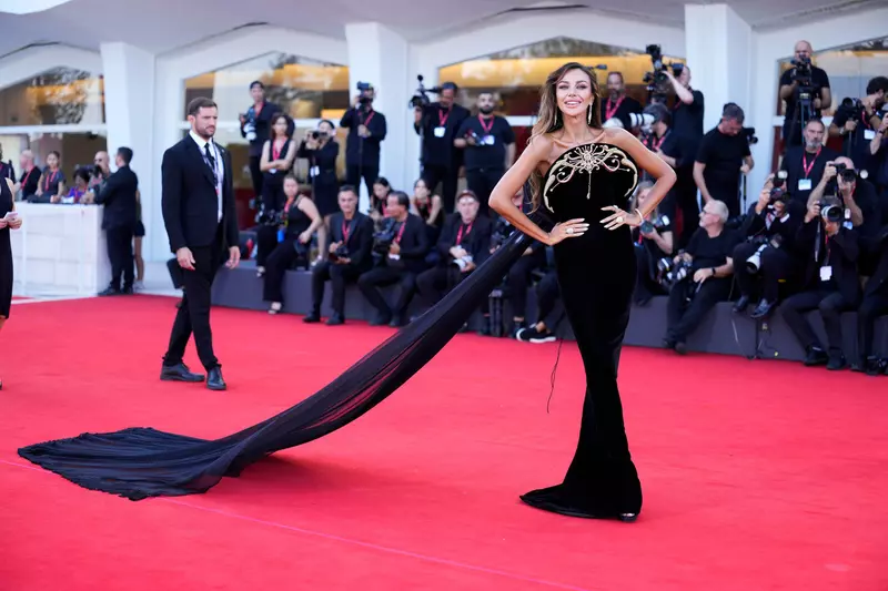 Madalina Diana Ghenea attends „The Smashing Machine” red carpet during the 82nd Venice International Film Festival.
