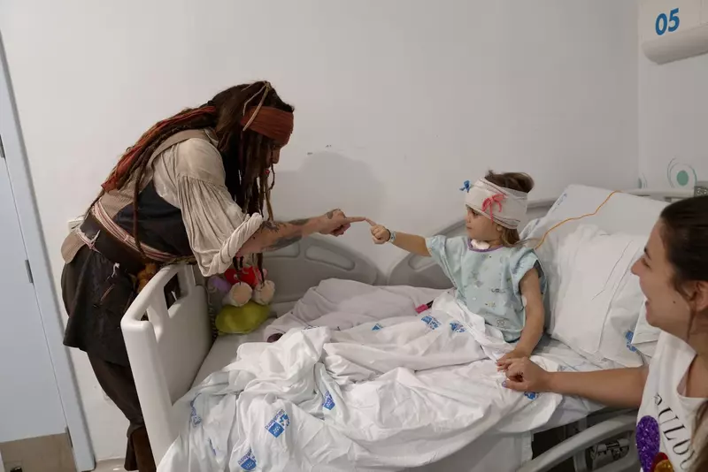 Actor Johnny Depp visits patients at the Niño Jesús public children’s hospital