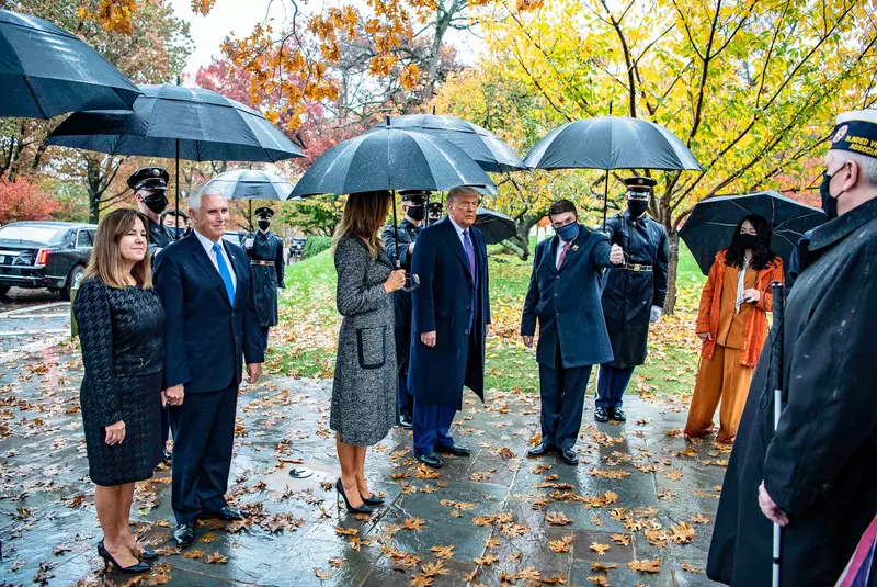 United States President Donald J. Trump and First lady Melania Trump participate in a  National Veterans Day Observance, Arlington, VA, USA – 11 Nov 2020