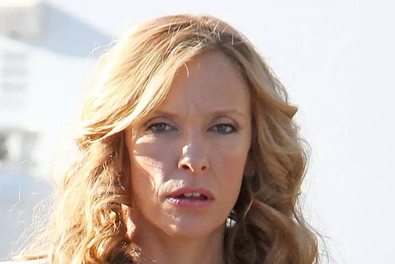 **EXCLUSIVE** Australian actress Toni Collette is spotted going to lunch with her husband Dave Galafassi and their crying daughter Sage Florence