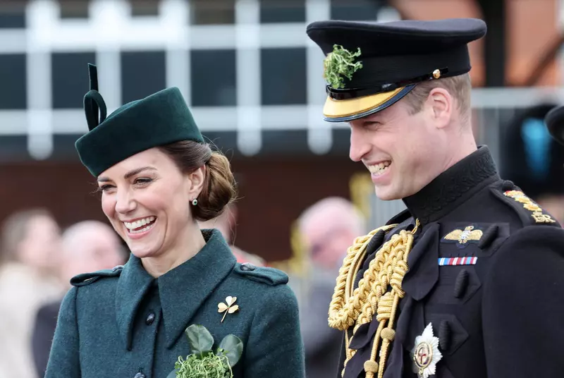 Prince William and Catherine Duchess of Cambridge attend 1st Battalion Irish Guards' St Patrick's Day Parade, Aldershot, UK - 17 Mar 2022