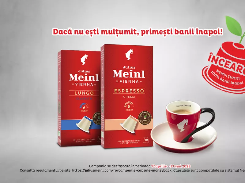 <strong>Alege cafeaua care iubește natura, în capsule Julius Meinl 100% biodegradabile. Dacă nu ești mulțumit, primești banii înapoi!</strong>