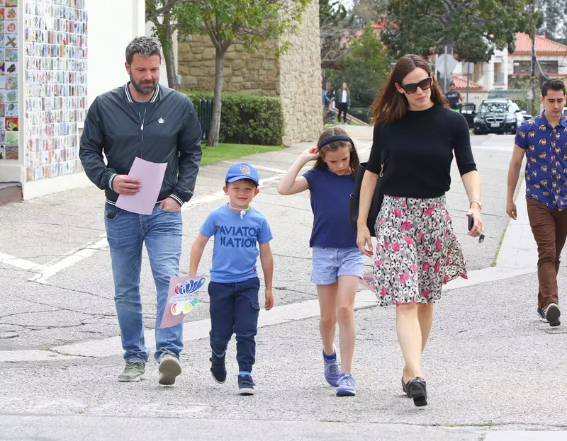 Ben Affleck and Jennifer Garner leaving church with their kids
