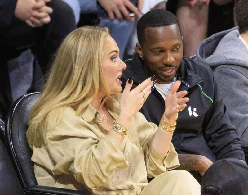 Adele and Rich Paul at Lakers v Warriors Game 3