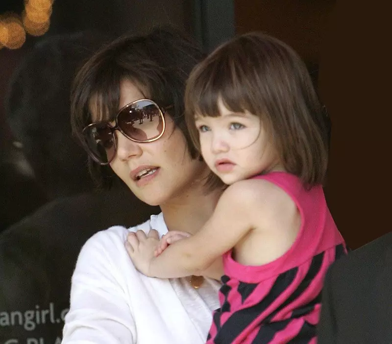 Katie Holmes, wife of Tom Cruise, takes their young daughter Suri out to the Grove shopping complex