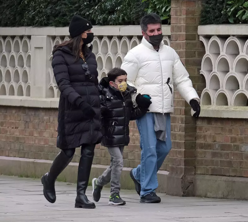 EXCLUSIVE: Simon Cowell Out For A Walk On Valentine’s Day With Lauren Silverman And Son Eric On His 7th Birthday