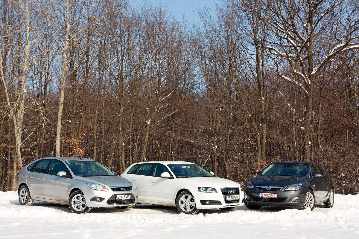 Comparativ Opel Astra vs Audi A3 Sportback vs Ford Focus: Provocarea din Russelsheim