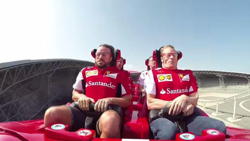 Kimi Raikkonen si Fernando Alonso in cel mai rapid rollercoaster
