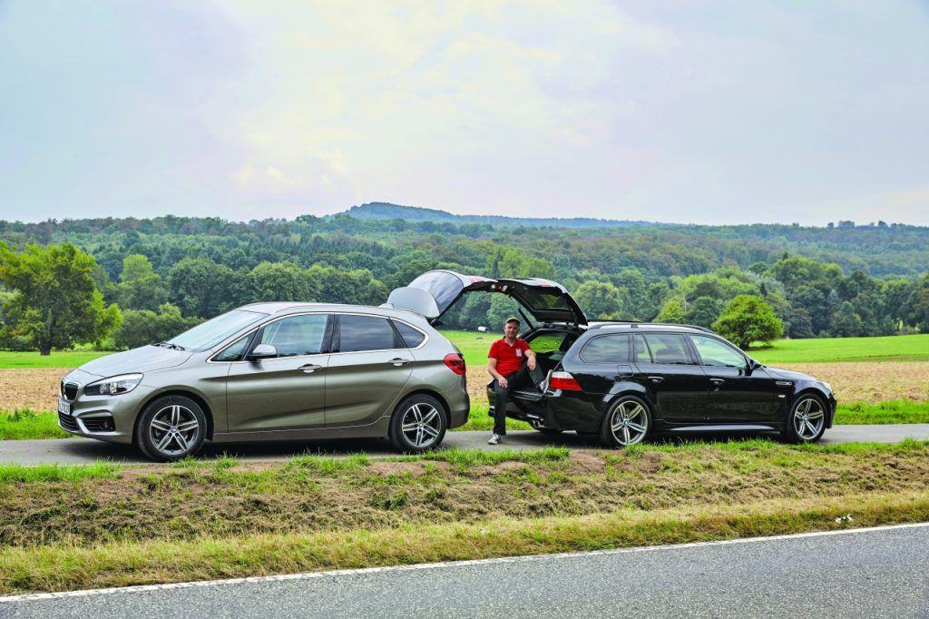 Nou versus second-hand: BMW 218i Active Tourer înfruntă un BMW M5 Touring din 2008