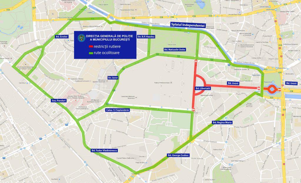 Restricții rutiere în zona Piața Constituției, pentru desfășurarea evenimentului „Zilele Bucureștiului 2019”