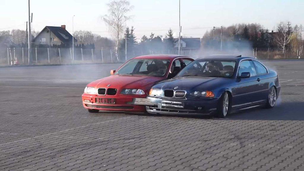 Mașinărie de drift siameză: două BMW Seria 3 sudate unul de celălalt (VIDEO)
