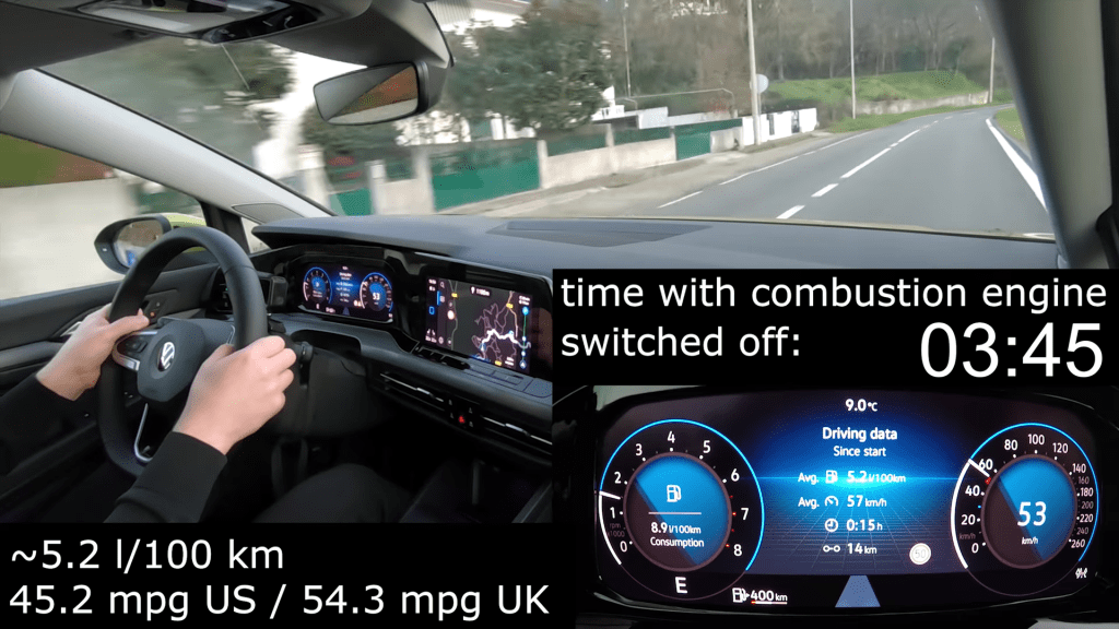 VW Golf 8 1.5 eTSI poate merge până la 4 minute cu motorul oprit (VIDEO)
